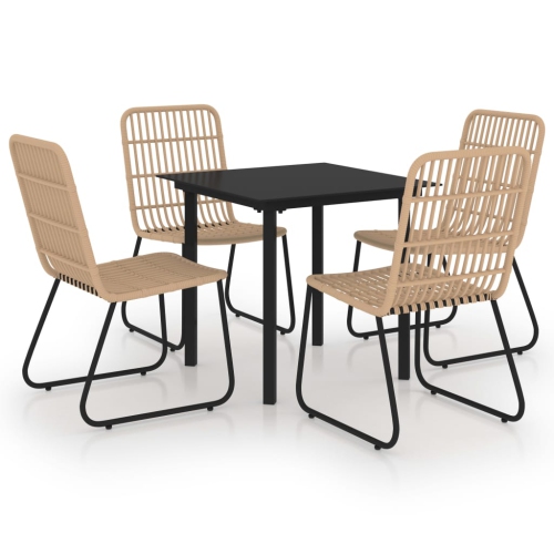 Image 1 of 10.. vidaXL 5 Piece Outdoor Dining Set Poly Rattan and Glass