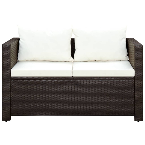 vidaXL 3 Piece Bistro Set Poly with Cushions Rattan Brown