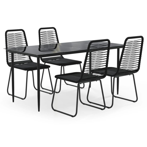 Image 1 of 9.. vidaXL 5 Piece Garden Dining Set Black
