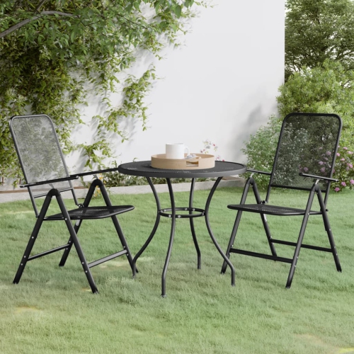 vidaXL 3 Piece Garden Dining Set Expanded Metal Mesh Anthracite