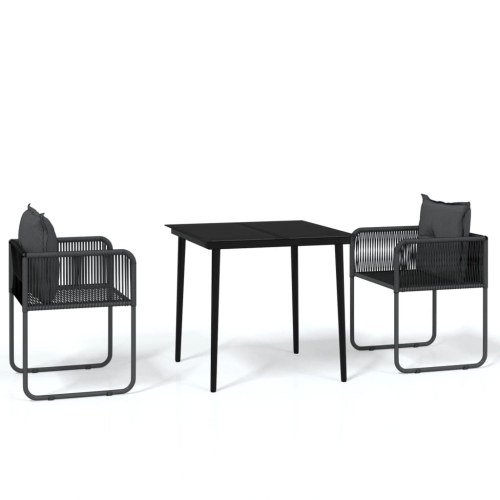 VIDAXL  3 Piece Garden Dining Set In Black