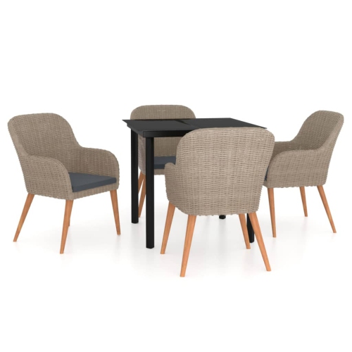 Image 1 of 6.. vidaXL 5 Piece Garden Dining Set with Cushions Brown