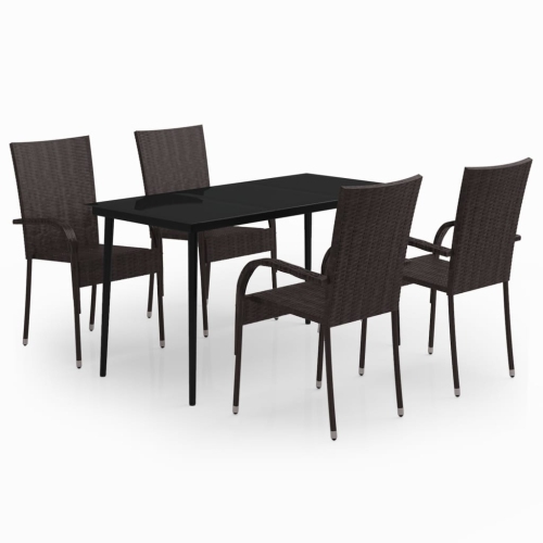 Image 1 of 7.. vidaXL 5 Piece Garden Dining Set Brown and Black