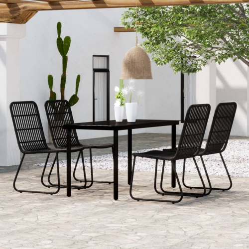 vidaXL 5 Piece Garden Dining Set Black