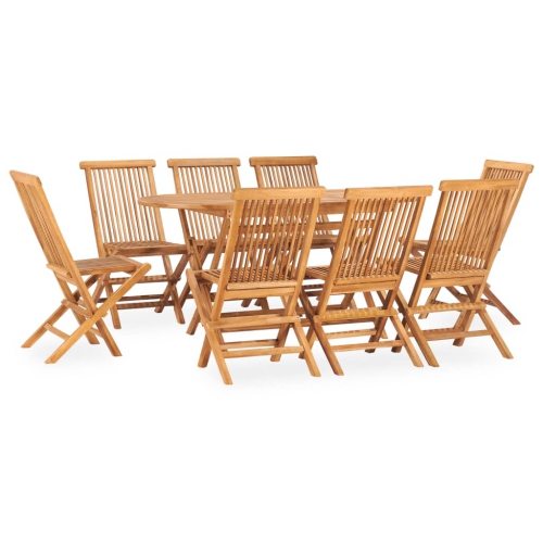 VIDAXL  9 Piece Folding Outdoor Dining Set Solid Teak Wood