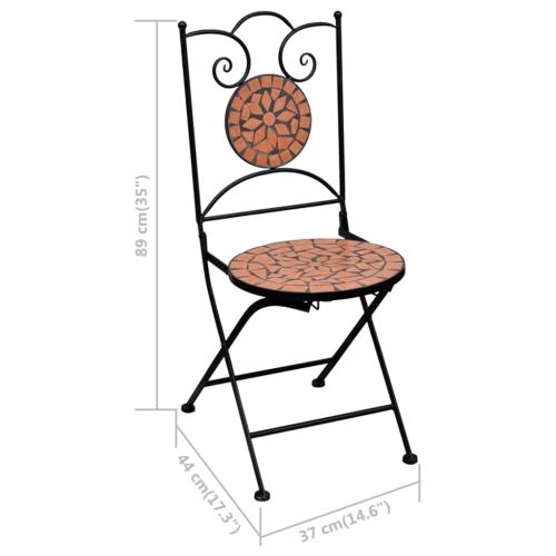 vidaXL 3 Piece Mosaic Bistro Set Ceramic Tile Terracotta