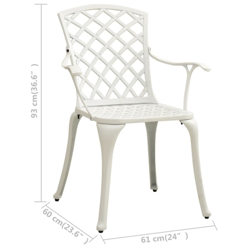 Ensemble bistro de 3 pièces en aluminium blanc moulé de vidaXL