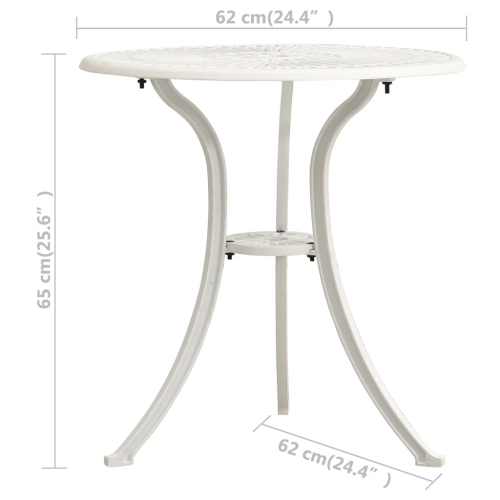 Ensemble bistro de 3 pièces en aluminium blanc moulé de vidaXL