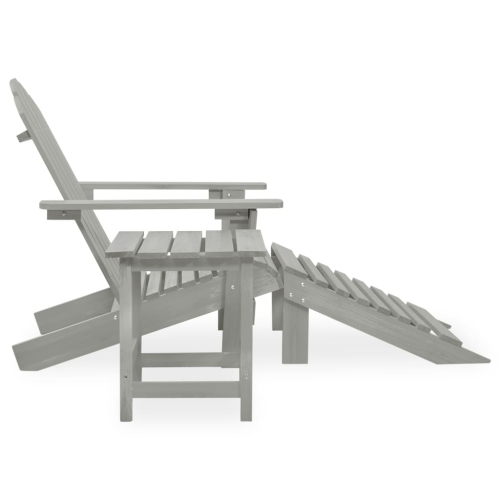 vidaXL Garden Adirondack Chair with Ottoman&Table Solid Fir Wood Grey