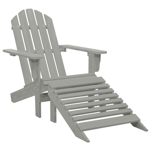 vidaXL Garden Adirondack Chair with Ottoman&Table Solid Fir Wood Grey