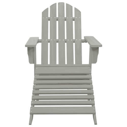 vidaXL Garden Adirondack Chair with Ottoman&Table Solid Fir Wood Grey