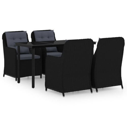 VIDAXL  5 Piece Garden Dining Set In Black