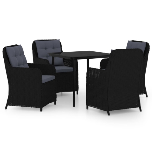 VIDAXL  5 Piece Garden Dining Set In Black