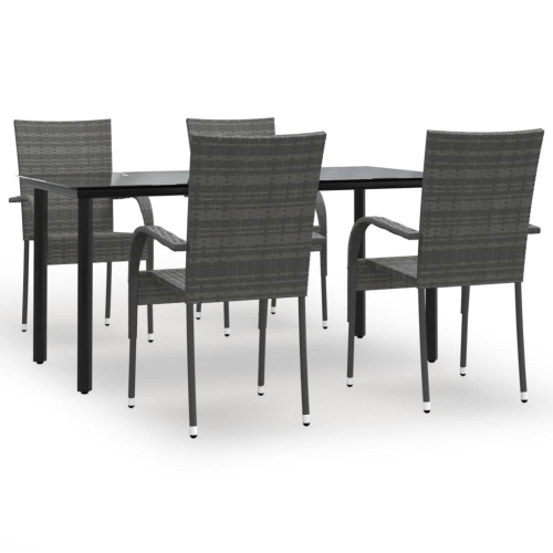VIDAXL  5 Piece Garden Dining Set Poly Rattan In Grey