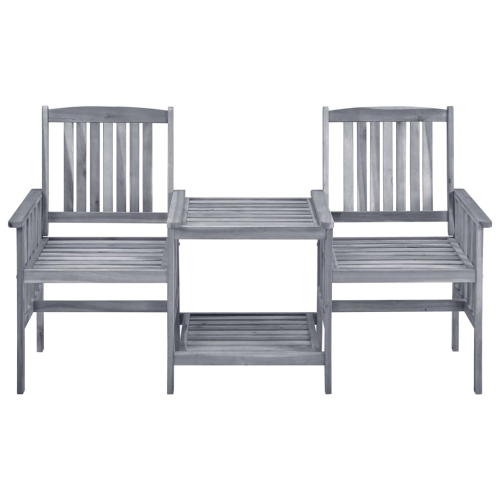 vidaXL Garden Chairs with Tea Table and Cushions Solid Acacia Wood