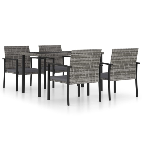 Image 1 of 10.. vidaXL 5 Piece Garden Dining Set Poly Rattan Grey