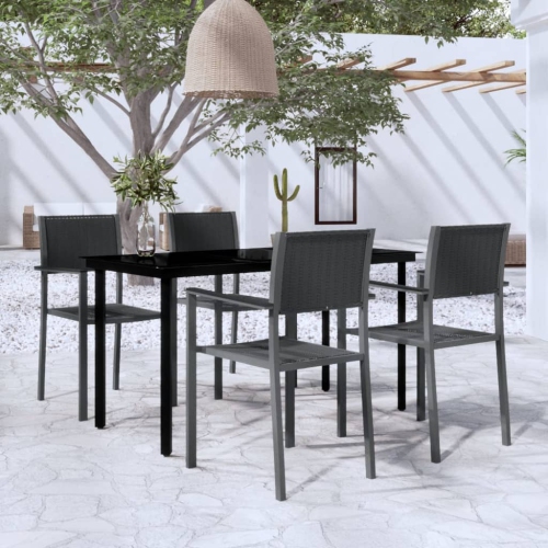 vidaXL 5 Piece Garden Dining Set Black
