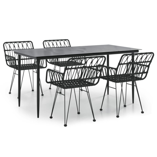 VIDAXL  5 Piece Garden Dining Set Poly Rattan In Black