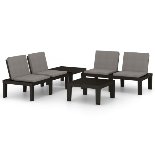 vidaXL 4 Piece Garden Lounge Set with Cushions Plastic Grey