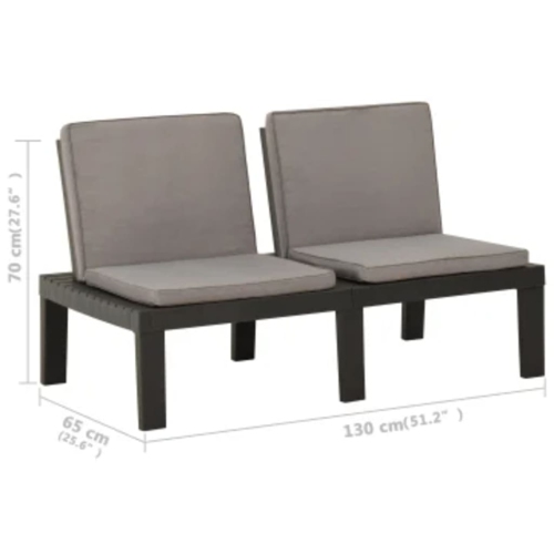 vidaXL 4 Piece Garden Lounge Set with Cushions Plastic Grey