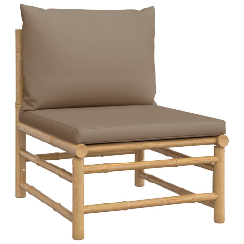 vidaXL 11 Piece Garden Lounge Set with Taupe Cushions Bamboo