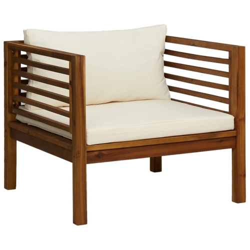 vidaXL 7 Piece Garden Lounge Set with Cream Cushion Solid Acacia Wood