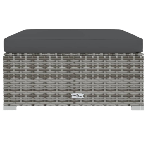 Ensemble de salon de jardin de 7 pièces avec coussins en poly rotin gris