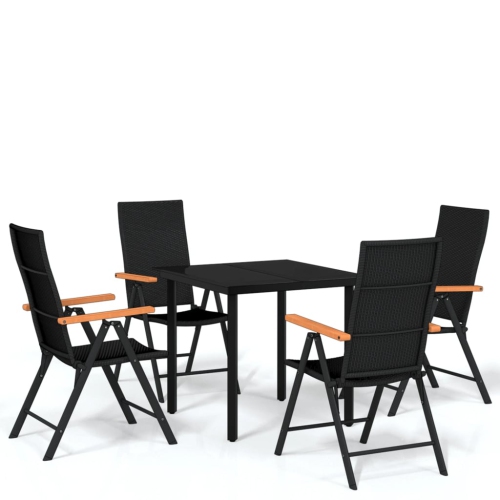 VIDAXL  5 Piece Garden Dining Set In Black