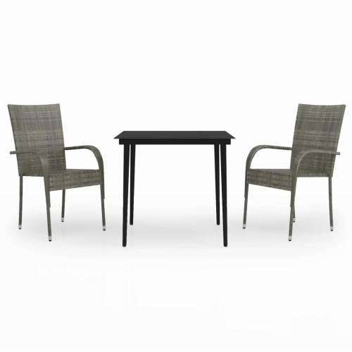 VIDAXL  3 Piece Garden Dining Set Grey And In Black