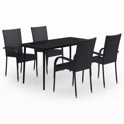 VIDAXL  5 Piece Garden Dining Set In Black