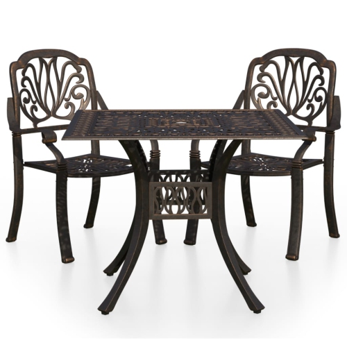 VIDAXL  3 Piece Bistro Set Cast Aluminium Bronze