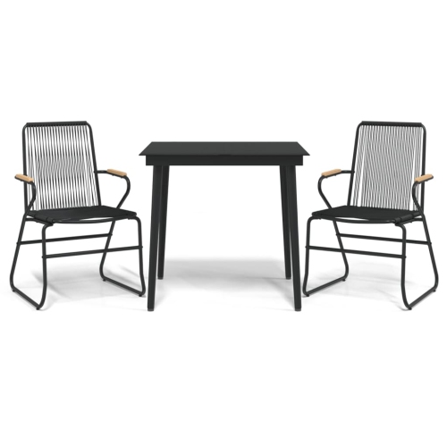 VIDAXL  3 Piece Garden Dining Set Pvc Rattan In Black