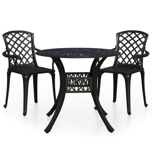 Image 1 de 10.. Ensemble bistro de 3 pièces en aluminium moulé noir vidaXL
