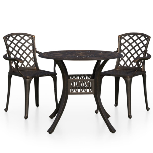 VIDAXL  3 Piece Bistro Set Cast Aluminium Bronze
