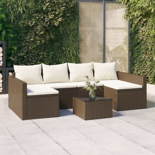 vidaXL 2 Piece Garden Lounge Set with Cushions Brown Poly Rattan