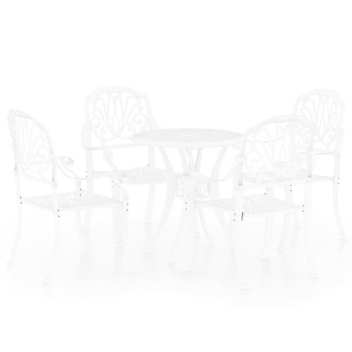 vidaXL 5 Piece Bistro Set Cast Aluminium White