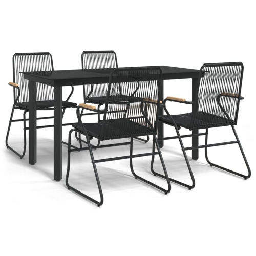 Image 1 of 10.. vidaXL 5 Piece Garden Dining Set Black PVC Rattan