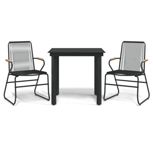 Image 1 of 10.. vidaXL 3 Piece Garden Dining Set Black PVC Rattan