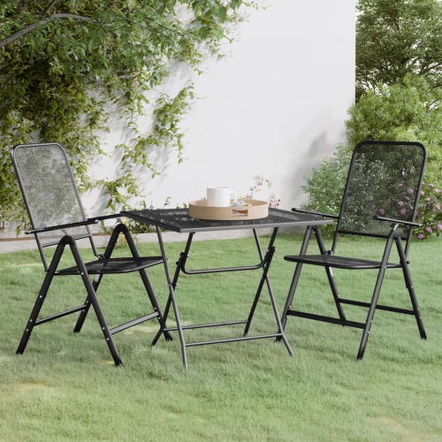vidaXL 3 Piece Garden Dining Set Expanded Metal Mesh Anthracite
