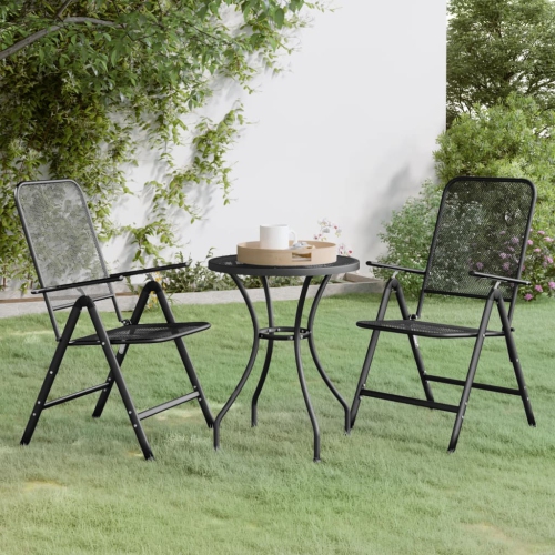 vidaXL 3 Piece Garden Dining Set Expanded Metal Mesh Anthracite