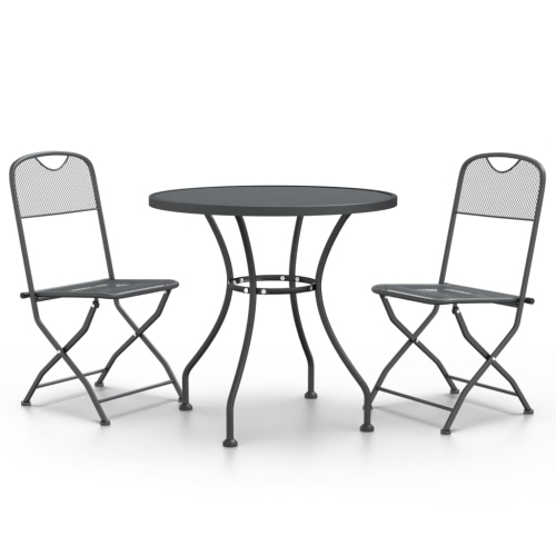 vidaXL 3 Piece Garden Dining Set Expanded Metal Mesh Anthracite
