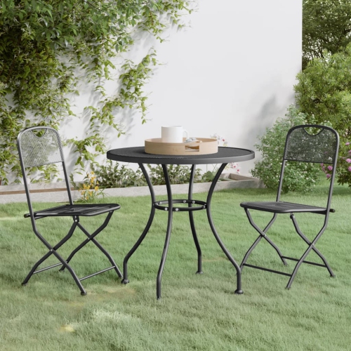 vidaXL 3 Piece Garden Dining Set Expanded Metal Mesh Anthracite