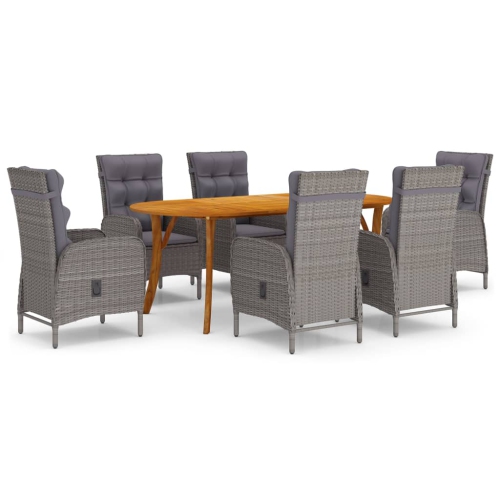 Image 1 of 9.. vidaXL 7 Piece Garden Dining Set Grey