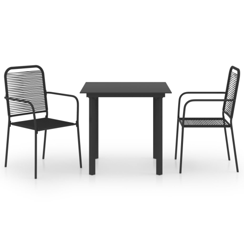 Image 1 de 10.. Ensemble de salle à manger de jardin de 3 pièces en verre noir et en acier vidaXL
