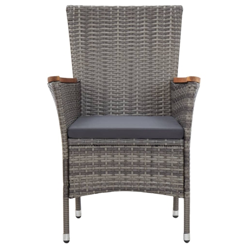 Ensemble de salle à manger de jardin de 9 pièces avec coussins en poly rotin gris