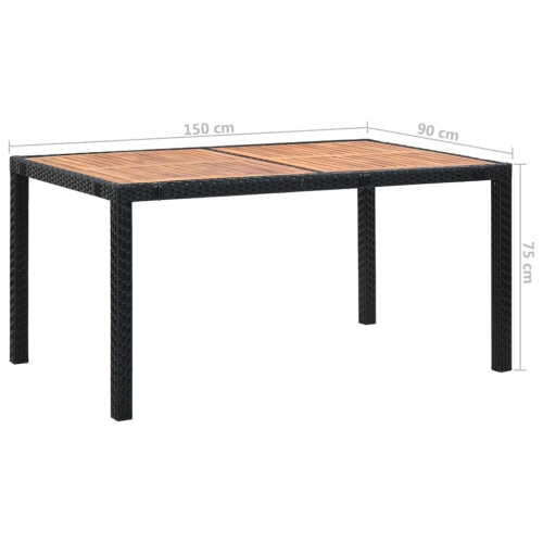 Ensemble de salle à manger extérieur 7 pièces en poly rotin et bois d'acacia noir vidaXL