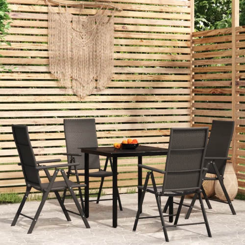 vidaXL 5 Piece Garden Dining Set Black