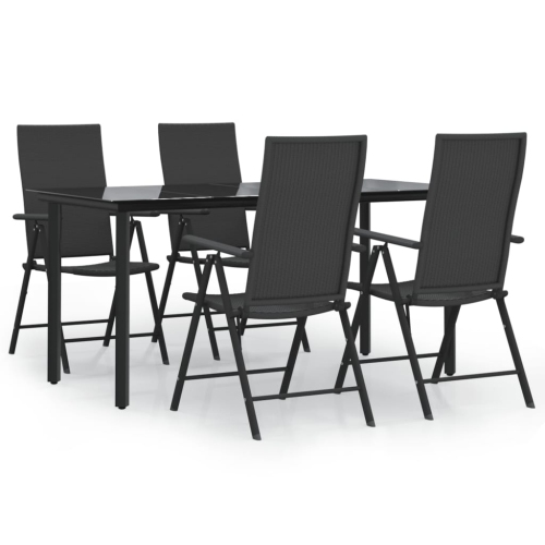 VIDAXL  5 Piece Garden Dining Set Poly Rattan In Black