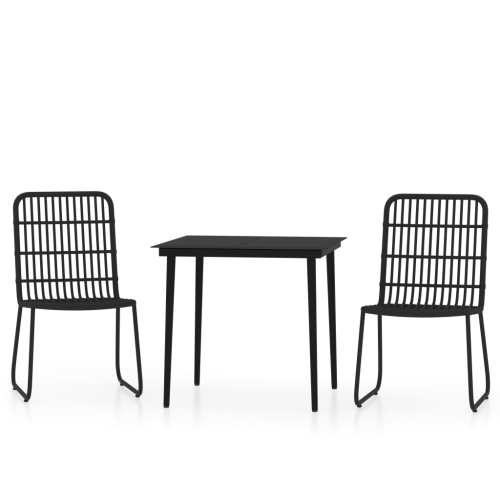 VIDAXL  3 Piece Garden Dining Set In Black