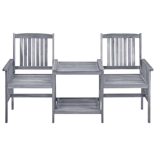 vidaXL Garden Chairs with Tea Table and Cushions Solid Acacia Wood